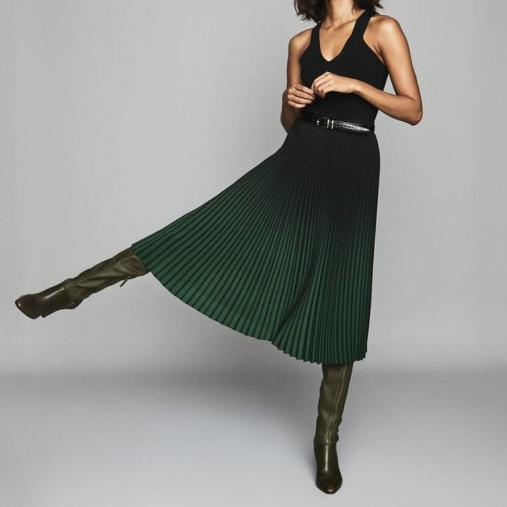 Reiss Marlie Ombre Pleated Midi Skirt Size 4